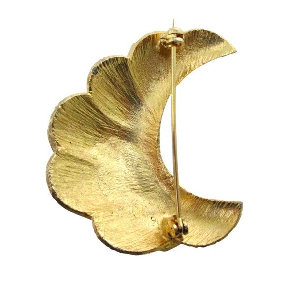 Crescent Moon Rhinestone Brooch Pin - Vintage 60s Celestial  Jewelry - Gift Box - Picture 5 of 7